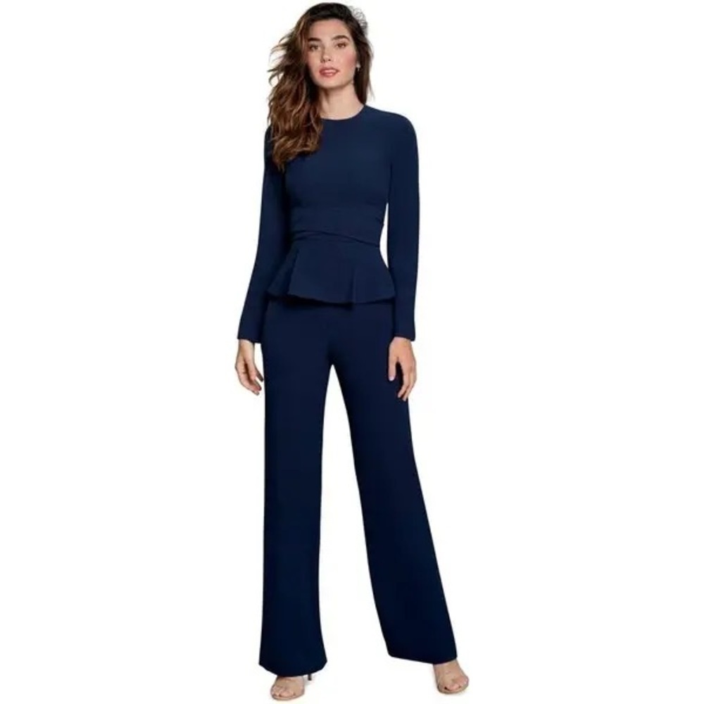 NWT Dress the Population Andreas Wide Leg Trousers in Navy Size M